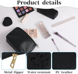 2 Pack Makeup Bag Set, PU Cosmetic Pouches with Zipper Large Opening for Travel, Black