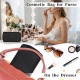 2 Pack Makeup Bag Set, PU Cosmetic Pouches with Zipper Large Opening for Travel, Black