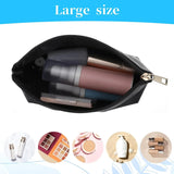 2 Pack Makeup Bag Set, PU Cosmetic Pouches with Zipper Large Opening for Travel, Black