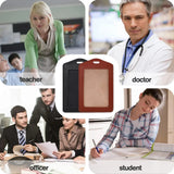 2 Pack Vertical ID Badge Holders, Genuine Leather Clear Window Badge Sleeves, Brown Black In Australia - Darrahopens