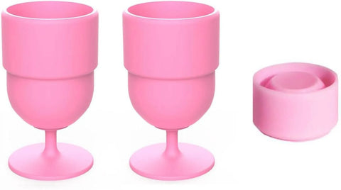 2 Pack Collapsible Silicone Wine Glasses, BPA Free Travel Cups for Camping Picnics, Pink In Australia - Darrahopens