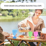 2 Pack Collapsible Silicone Wine Glasses, BPA Free Travel Cups for Camping Picnics, Pink