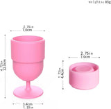 2 Pack Collapsible Silicone Wine Glasses, BPA Free Travel Cups for Camping Picnics, Pink