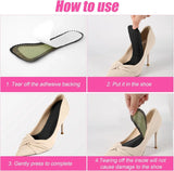 2 Pairs High Heel Inserts, Adhesive PU Cushion Insoles with Arch Support for Sandals Pumps, Black
