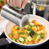 2 Pack Stainless Steel Dredge Shakers, 14 Oz Flour Spice Salt Pepper Shakers with Handle
