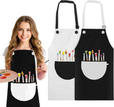2 Pack Kids Art Aprons, Waterproof Adjustable Bib Aprons with Pockets, Black White Age 6-8 In Australia - Darrahopens