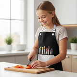 2 Pack Kids Art Aprons, Waterproof Adjustable Bib Aprons with Pockets, Black White Age 6-8