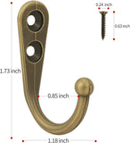 20 Pcs Small Wall Hooks, Zinc Alloy Key Coat Cup Hooks with Stainless Screws, Bronze
