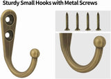 20 Pcs Small Wall Hooks, Zinc Alloy Key Coat Cup Hooks with Stainless Screws, Bronze