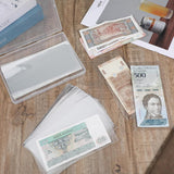 200 Pcs Currency Sleeves, Clear Plastic Banknote Protectors with Storage Box, 6.9 x 3.2 In