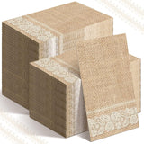 200 Pack Burlap Lace Disposable Paper Placemats, Rustic Jute Look Table Mats 13 x 16 In