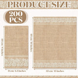 200 Pack Burlap Lace Disposable Paper Placemats, Rustic Jute Look Table Mats 13 x 16 In