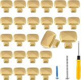 25 Pack Cabinet Knobs, Brushed Brass Square Aluminum Drawer Pulls for Kitchen Dressers, Gold 1.2 Inch
