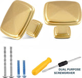 25 Pack Cabinet Knobs, Brushed Brass Square Aluminum Drawer Pulls for Kitchen Dressers, Gold 1.2 Inch