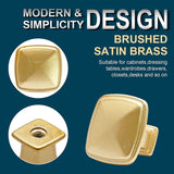 25 Pack Cabinet Knobs, Brushed Brass Square Aluminum Drawer Pulls for Kitchen Dressers, Gold 1.2 Inch