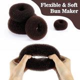 27 Pcs Hair Bun Maker Set, 7 Mesh Donut Rings and 20 U Pins for Ballet Buns Updos, Brown In Australia - Darrahopens