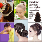 27 Pcs Hair Bun Maker Set, 7 Mesh Donut Rings and 20 U Pins for Ballet Buns Updos, Brown