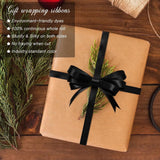 2 Pack Satin Ribbon Rolls, Polyester Craft Gift Wrapping Ribbon, Black Gold, 3/8 In x 25 Yd