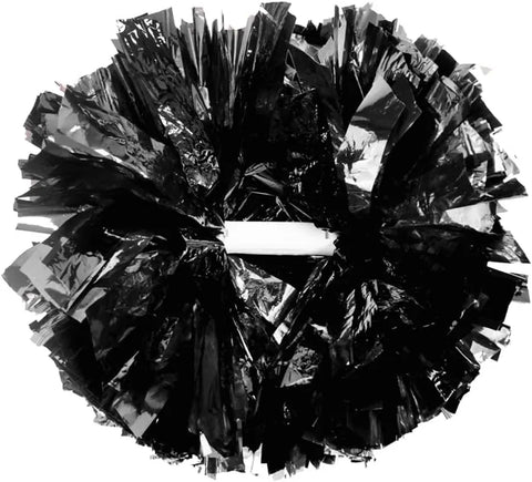 6 Pcs Metallic Cheerleading Pom Poms with Baton Handles for Sports Team Parties, Black In Australia - Darrahopens