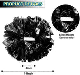 6 Pcs Metallic Cheerleading Pom Poms with Baton Handles for Sports Team Parties, Black In Australia - Darrahopens
