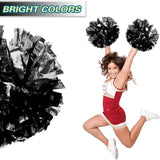 6 Pcs Metallic Cheerleading Pom Poms with Baton Handles for Sports Team Parties, Black In Australia - Darrahopens