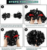 6 Pcs Metallic Cheerleading Pom Poms with Baton Handles for Sports Team Parties, Black In Australia - Darrahopens