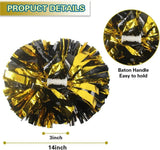 6 Pcs Metallic Cheerleading Pom Poms with Baton Handles for Sports Team Parties, Black Gold In Australia - Darrahopens