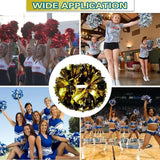 6 Pcs Metallic Cheerleading Pom Poms with Baton Handles for Sports Team Parties, Black Gold In Australia - Darrahopens