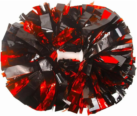 6 Pcs Metallic Cheerleading Pom Poms with Baton Handles for Sports Team Parties, Black Red In Australia - Darrahopens