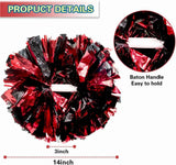 6 Pcs Metallic Cheerleading Pom Poms with Baton Handles for Sports Team Parties, Black Red In Australia - Darrahopens