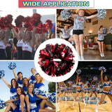 6 Pcs Metallic Cheerleading Pom Poms with Baton Handles for Sports Team Parties, Black Red