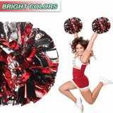6 Pcs Metallic Cheerleading Pom Poms with Baton Handles for Sports Team Parties, Black Red Silver In Australia - Darrahopens