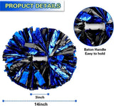 6 Pcs Metallic Cheerleading Pom Poms with Baton Handles for Sports Team Parties, Blue Black In Australia - Darrahopens