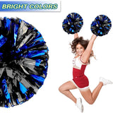 6 Pcs Metallic Cheerleading Pom Poms with Baton Handles for Sports Team Parties, Blue Black In Australia - Darrahopens