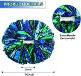 6 Pcs Metallic Cheerleading Pom Poms with Baton Handles for Sports Team Parties, Blue Green In Australia - Darrahopens