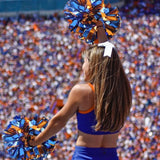 6 Pcs Metallic Cheerleading Pom Poms with Baton Handles for Sports Team Parties, Blue Orange