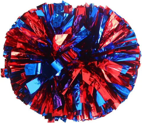 6 Pcs Metallic Cheerleading Pom Poms with Baton Handles for Sports Team Parties, Blue Red In Australia - Darrahopens