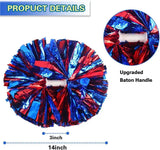 6 Pcs Metallic Cheerleading Pom Poms with Baton Handles for Sports Team Parties, Blue Red In Australia - Darrahopens