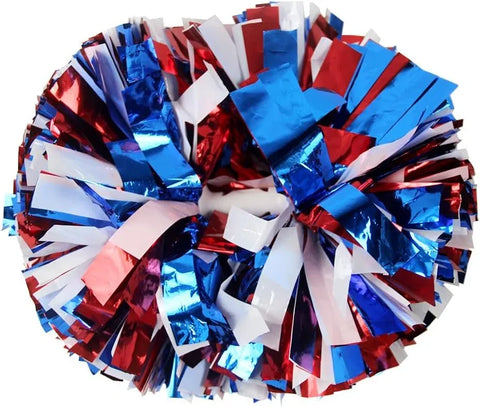 6 Pcs Metallic Cheerleading Pom Poms with Baton Handles for Sports Team Parties, Blue Red White In Australia - Darrahopens