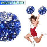 6 Pcs Metallic Cheerleading Pom Poms with Baton Handles for Sports Team Parties, Blue Silver In Australia - Darrahopens