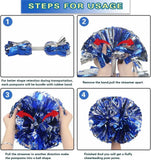 6 Pcs Metallic Cheerleading Pom Poms with Baton Handles for Sports Team Parties, Blue Silver In Australia - Darrahopens