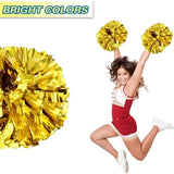 6 Pcs Metallic Cheerleading Pom Poms with Baton Handles for Sports Team Parties, Gold In Australia - Darrahopens