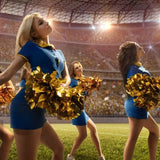 6 Pcs Metallic Cheerleading Pom Poms with Baton Handles for Sports Team Parties, Gold In Australia - Darrahopens