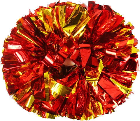 6 Pcs Metallic Cheerleading Pom Poms with Baton Handles for Sports Team Parties, Gold Red In Australia - Darrahopens