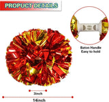 6 Pcs Metallic Cheerleading Pom Poms with Baton Handles for Sports Team Parties, Gold Red In Australia - Darrahopens