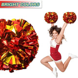 6 Pcs Metallic Cheerleading Pom Poms with Baton Handles for Sports Team Parties, Gold Red In Australia - Darrahopens