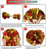 6 Pcs Metallic Cheerleading Pom Poms with Baton Handles for Sports Team Parties, Gold Red