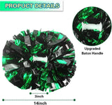 6 Pcs Metallic Cheerleading Pom Poms with Baton Handles for Sports Team Parties, Green Black In Australia - Darrahopens