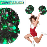 6 Pcs Metallic Cheerleading Pom Poms with Baton Handles for Sports Team Parties, Green Black In Australia - Darrahopens