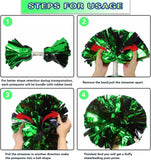 6 Pcs Metallic Cheerleading Pom Poms with Baton Handles for Sports Team Parties, Green Black In Australia - Darrahopens